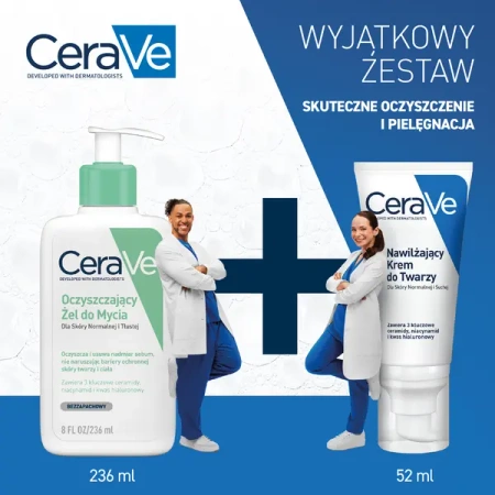 CeraVe Zestaw Oczyszczający Żel do Mycia + Nawilżający Krem do Twarzy