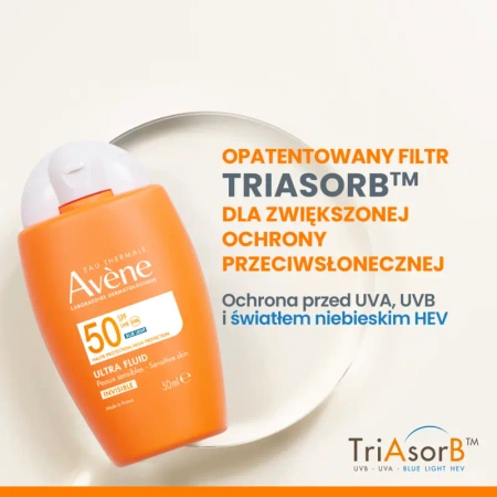 Avène Eau Thermale Ultra Fluid SPF 50 – Lekki Fluid Przeciwsłoneczny do Twarzy, 50ml