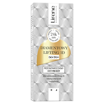Lirene Diamentowy Lifting 3D Krem pod Oczy 50+ 70+ – Przeciwzmarszczkowy Krem pod Oczy, 15ml