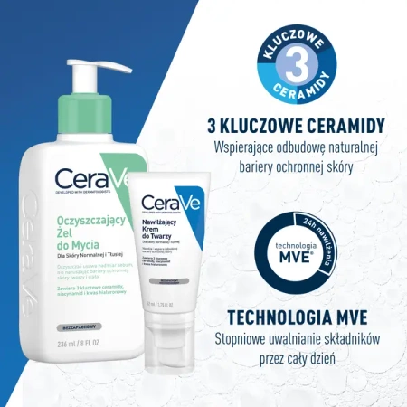 CeraVe Zestaw Oczyszczający Żel do Mycia + Nawilżający Krem do Twarzy