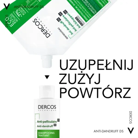 VICHY Dercos DS Szampon przeciwłupieżowy do włosów normalnych i przetłuszczających się  Refill - opakowanie uzupełniające, 500ml