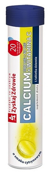 Zyskaj Zdrowie Calcium + Witamina C – Tabletki Musujące Cytrynowe, 20 sztuk | KRÓTKA DATA: 01/2026r.