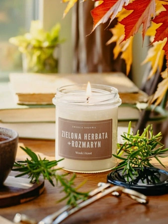 Wosk&Knot Świeca Sojowa -Zielona Herbata + Rozmaryn, 250g