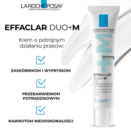 LA ROCHE-POSAY Effaclar Duo+M Krem o Potrójnym Działaniu Przeciw Zmianom Trądzikowym, 40ml