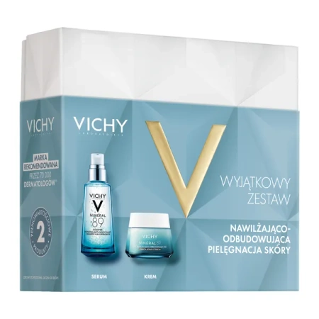 Vichy Minéral 89 Zestaw Wzmacniająco-Nawilżający Booster + Nawilżająco-Odbudowujący Krem do Twarzy