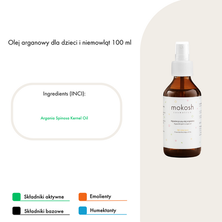 MOKOSH Olej Arganowy dla Dzieci i Niemowląt, 100 ml | KRÓTKA DATA WAŻNOŚCI: 23.06.2025R.