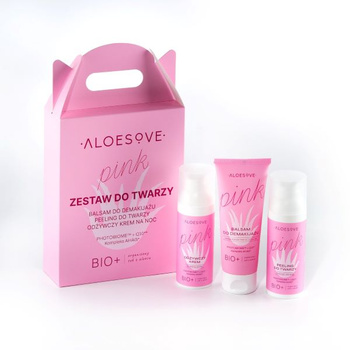 Aloesove Pink Zestaw – Demakijaż, peeling i krem na noc | KRÓTKA DATA: 01/2026r.