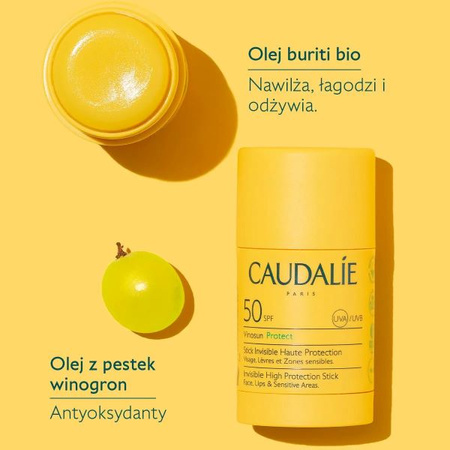 CAUDALIE VINOSUN PROTECT Niewidoczny Sztyft o Wysokiej Ochronie SPF50, 15g