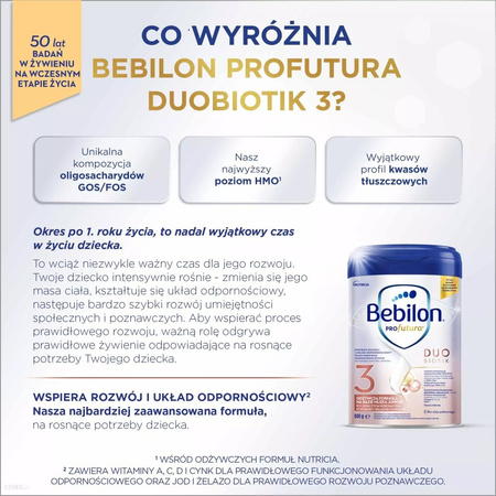 Bebilon Profutura DUO BIOTIK 3 Formuła na Bazie Mleka - Po 1 roku życia, 800g