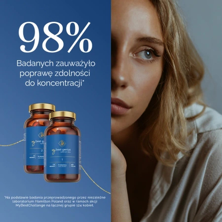 MyBestGenius 1 i 2 - Wsparcie Mózgu, Wzorku i Koncentracji, 120 sztuk  | KRÓTKA DATA: 03/2026r. 
