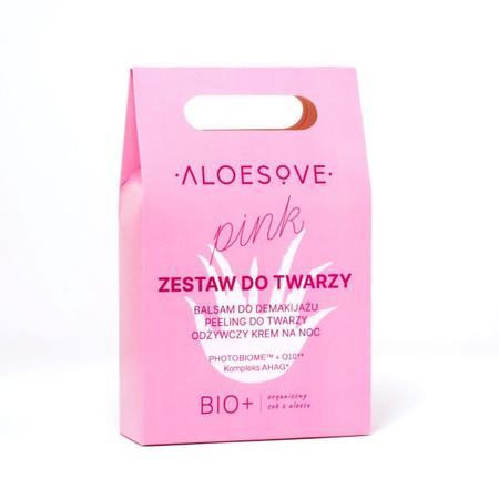 Aloesove Pink Zestaw – Demakijaż, peeling i krem na noc | KRÓTKA DATA: 01/2026r. 