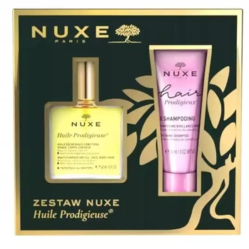 NUXE Zestaw Huile Prodigieuse + szampon wygładzający, 50ml+30ml