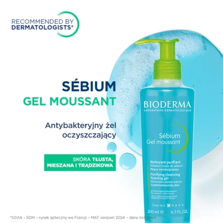 Bioderma Sebium Gel Moussant - Żel Oczyszczający do Skóry Trądzikowej, 500ml