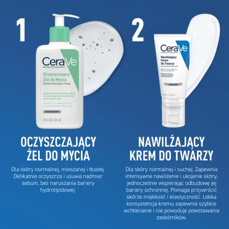 CeraVe Zestaw Oczyszczający Żel do Mycia + Nawilżający Krem do Twarzy