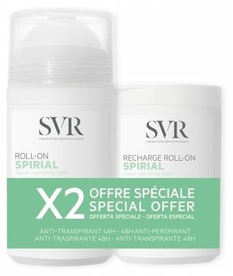 SVR Spirial Roll-On, 50ml + Wkład Uzupełniający, 50 ml – Zestaw Antyperspirantów