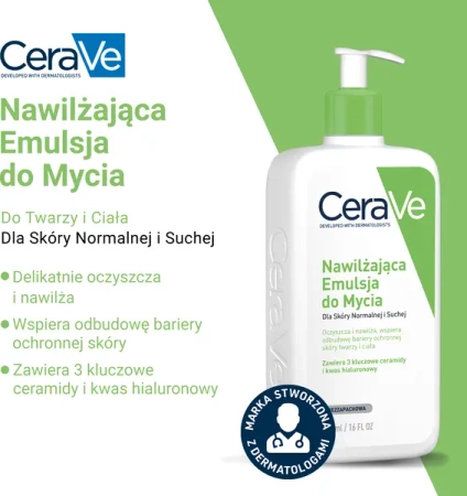 CeraVe Nawilżająca Emulsja do mycia, skóra normalna i sucha, 236ml