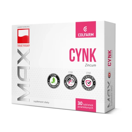 MAX Cynk 10 mg, 30 tabletek powlekanych