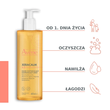 Avene XERACALM A.D. Olejek Oczyszczający Uzupełniający Lipidy, 400ml