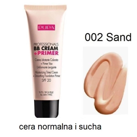 PUPA KREM BB + Baza Pod Makijaż SPF 20 - 002 SAND, 50ml