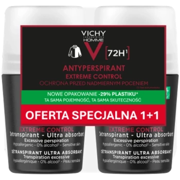 Vichy Homme 72H – Męski Antyperspirant w kulce, 2×50 ml