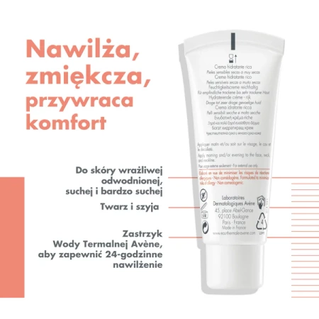 Avène Hydrance Riche - Krem Nawilżający Bogata Konsystencja, 40ml