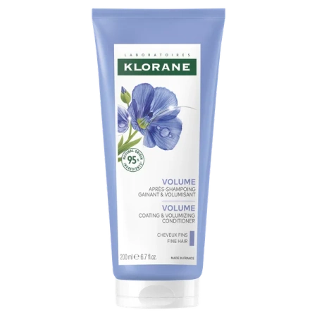 Klorane Odżywka z Organicznym Lnem, 200 ml – Objętość i Lekkość Włosów