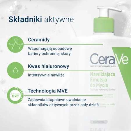 Cerave Nawilżająca Emulsja do Mycia Skóry Normalnej i Suchej, 1l