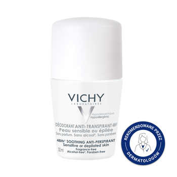 VICHY Antyperspirant Kojący dla Skóry Wrażliwej 48h, 50ml | KRÓTKA DATA: 02/2026r.