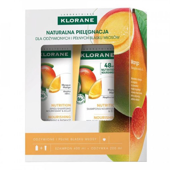 Klorane Mango Zestaw Odżywione i Pełne Blasku Włosy – Szampon, 400ml + Odżywka, 200ml