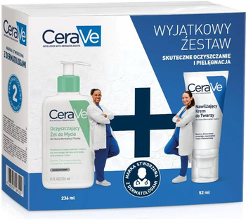 CeraVe Zestaw – Żel do Mycia, 236 ml + Krem do Twarzy, 52 ml