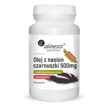 Aliness Olej z Nasion Czarnuszki 2% Etiopski – 500 mg, 120 kapsułek