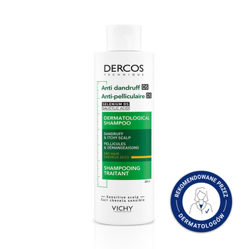 VICHY Dercos DS Szampon Przeciwłupieżowy do Włosów Suchych, 200ml