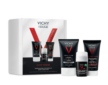 Vichy Homme Zestaw Pielęgnacyjny dla Mężczyzn - Balsam po Goleniu, 75ml + Krem do Twarzy, 50ml + Antyperspirant, 50ml 