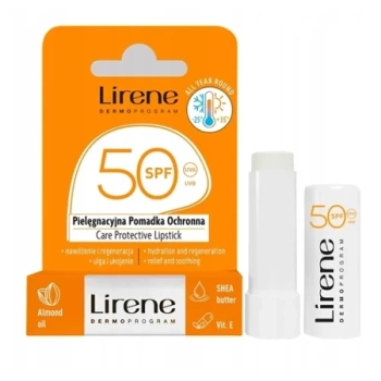 Lirene Pomadka Ochronna SPF50 – Intensywna Pielęgnacja i Wysoka Ochrona Przeciwsłoneczna, 4,6 g