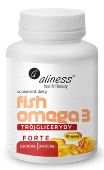 Aliness Fish Omega-3 FORTE Trójglicerydy – EPA 500 mg, DHA 250 mg. 90 kapsułek 