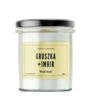Wosk&Knot Świeca Sojowa - Gruszka + Imbir, 300ml