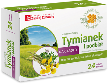 Zyskaj Zdrowie Tymianek i Podbiał na Gardło, 24 pastylki | KRÓKA DATA WAŻNOŚĆI: 30.04.2025R. 