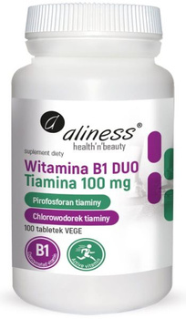 Aliness Witamina B1 DUO 100 mg – aktywna tiamina TPP + HCI, 100 tabletek VEGE