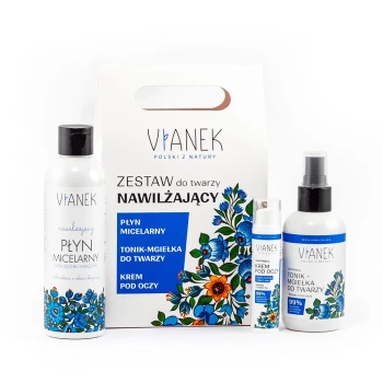 Vianek Zestaw Nawilżający do Twarzy – Płyn micelarny, tonik i krem pod oczy | KRÓTKA DATA: 01/2026r. 
