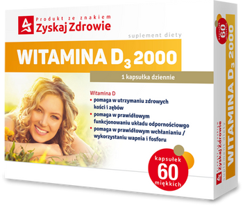 Zyskaj Zdrowie - Witamina D3 2000 , 60 kapsułek