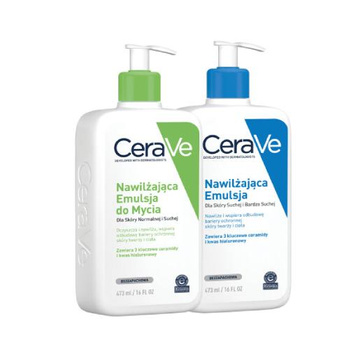 Cerave Zestaw Emulsja nawilżająca+emulsja do mycia, 2x473ml